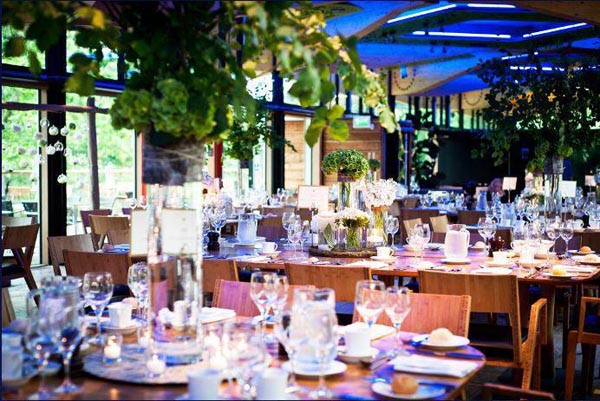 rows of tables and chairs in a restaurant called the Gateway Restaurant at the Royal Botanic Gardens Edinburgh