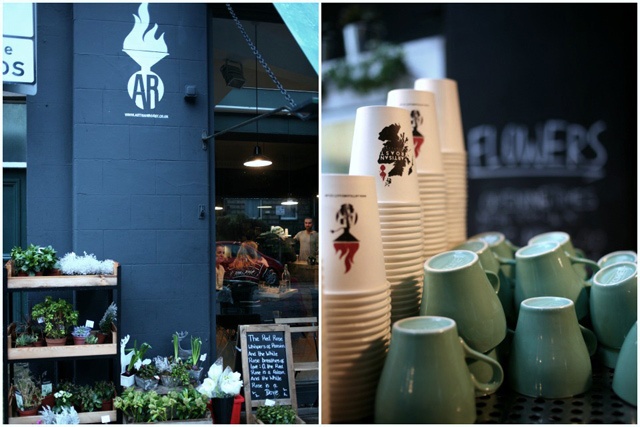 two images of a coffee shop