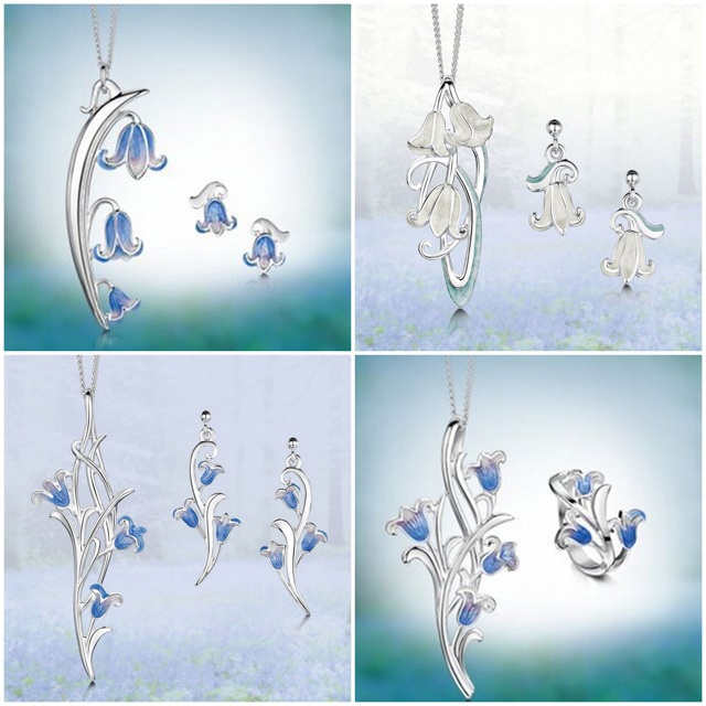 a collage of four images of silver jewellery