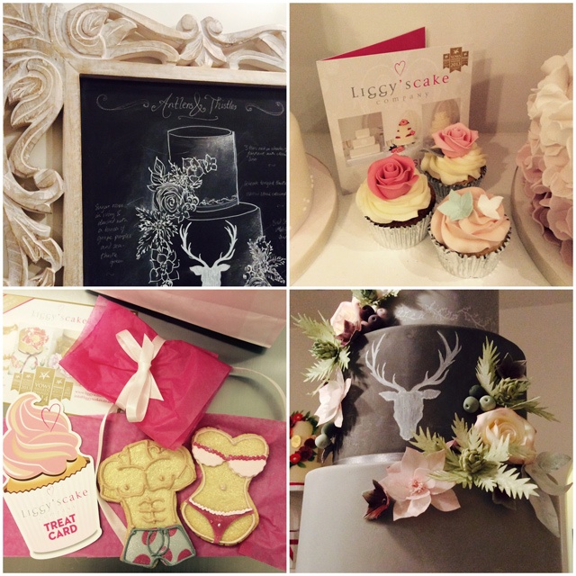 four images of cakes and cookies