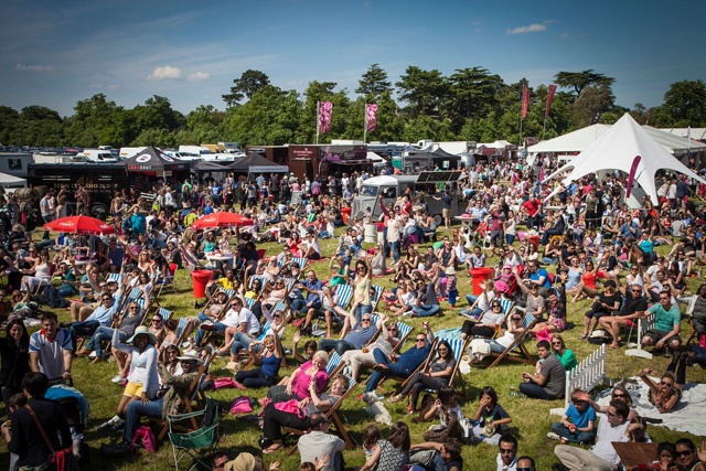 crowds enjoying the sun at food festival