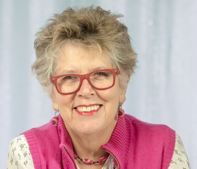 close-up of celebrity cook Prue Leith