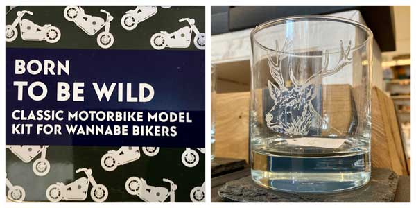 a tool set and a whisky glass