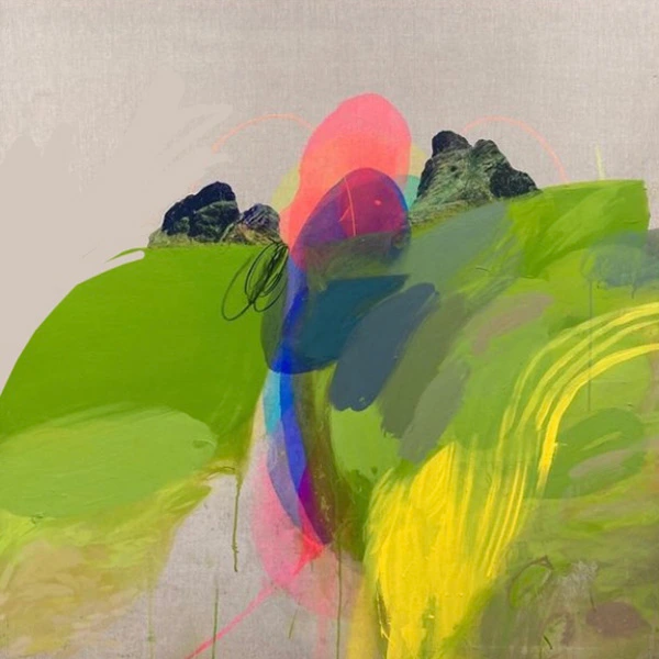 Abstract painting by artist Rowan Paton for the exhibition Wanderings 2023